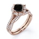 thumbnail image 4 of JeenMata Anillo Nupcial con Pavé Infinito de Moissanita y Diamantes Negros Cultivados en Laboratorio de Talla Cojín de 1,5 Quilates Engastado en Oro Rosa de 18 K sobre Plata, 4 of 6