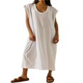 thumbnail image 1 of EIMELI Robe Longue Décontractée d'Été pour Femmes, Couleur Unie, Sans Manches, Col Rond, Robe de Plage, 1 of 5