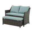thumbnail image 7 of JOIVI 2-Piece Outdoor Patio Furniture Wicker Love-seat and Coffee Table Set, with Built-in Storage Bin, Grey Rattan, Green Cushions, 7 of 7