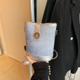 thumbnail image 2 of Bolso de cubo informal sencillo para mujer 2025, versión coreana de la nueva tendencia, bolso de hombro con costuras de mezclilla, bolso de mujer de moda de nicho, 2 of 5