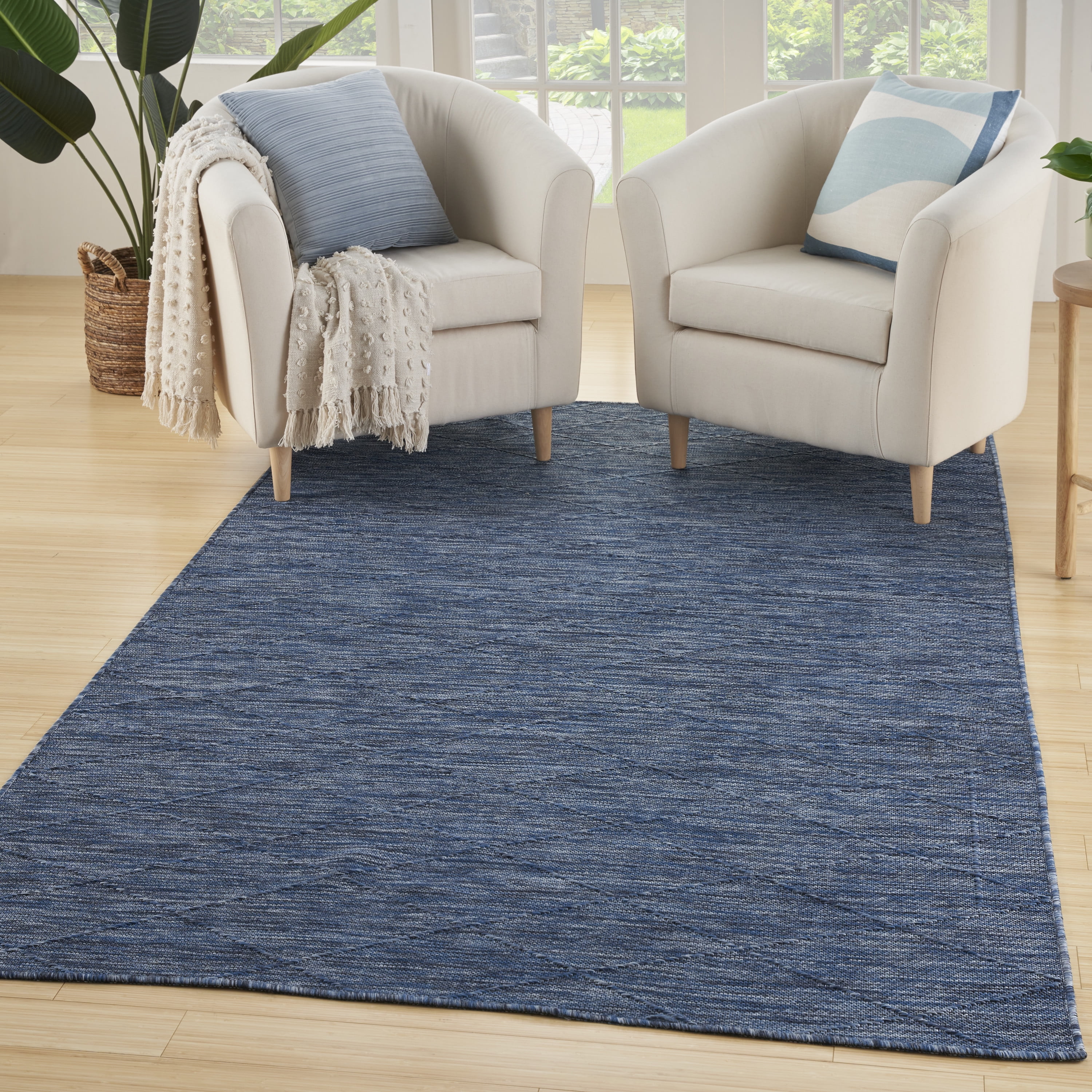 Nourison Practical Solutions Indoor/Outdoor Navy Blue 6' x 9' Area Rug (6x9)