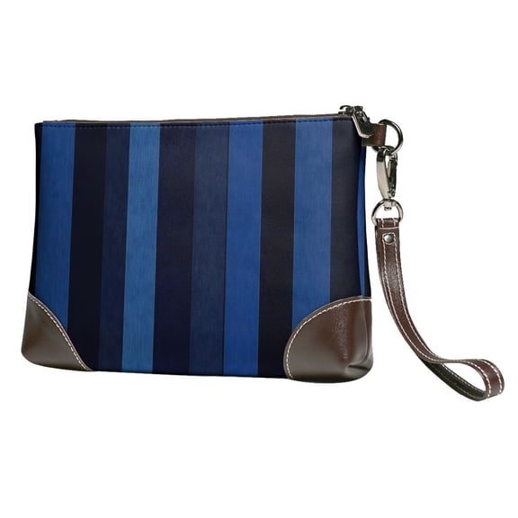 Leather Clutch 8 X 5. 5 In Wrist Strap And Hand Bag Easy To Carry Lightweight Waterproof And Durable Darkblue Stripe_3