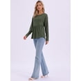 thumbnail image 4 of DARING DIVA Women's Waffle Knit Top Long Sleeve Babydoll Peplum Blouses XS Army Green, 4 of 6