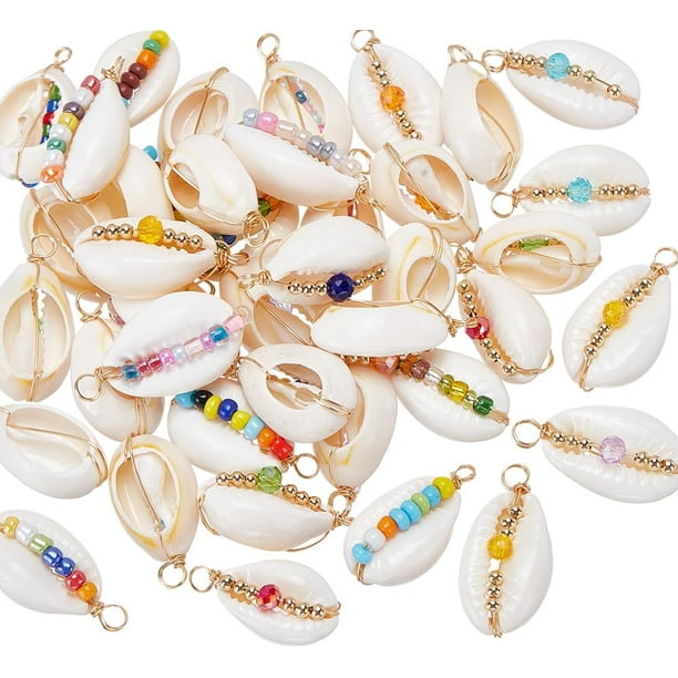 Dijes de conchas de perla, dijes de conchas marinas, colgantes de conchas marinas naturales de cauri, dijes de verano del mar, dijes de joyería para hacer collares, pulseras y pendientes.