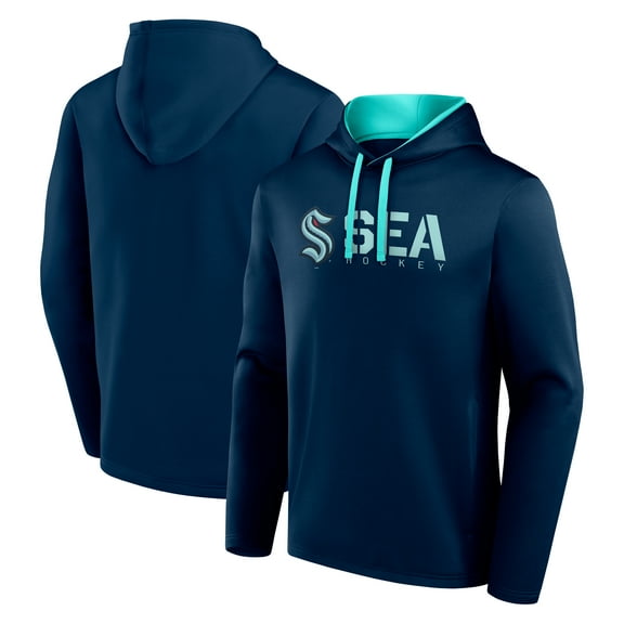 Men's Logo Athletic Navy Seattle Kraken Head Start Pullover Hoodie