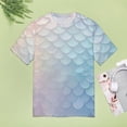 thumbnail image 4 of Mermaid Fish Scales Women's Short Sleeve T-Shirt Crew Neck Casual Summer Trendy Loose Fit Tops, 4 of 6