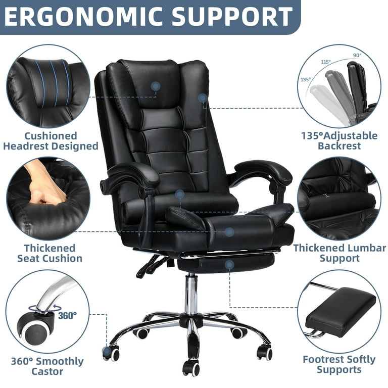 EMIAH Ergonomic Executive Office Chair Big and Tall Reclining Office Chair  with Footrest and Lumbar Support Computer Rolling Desk Chair Electric High