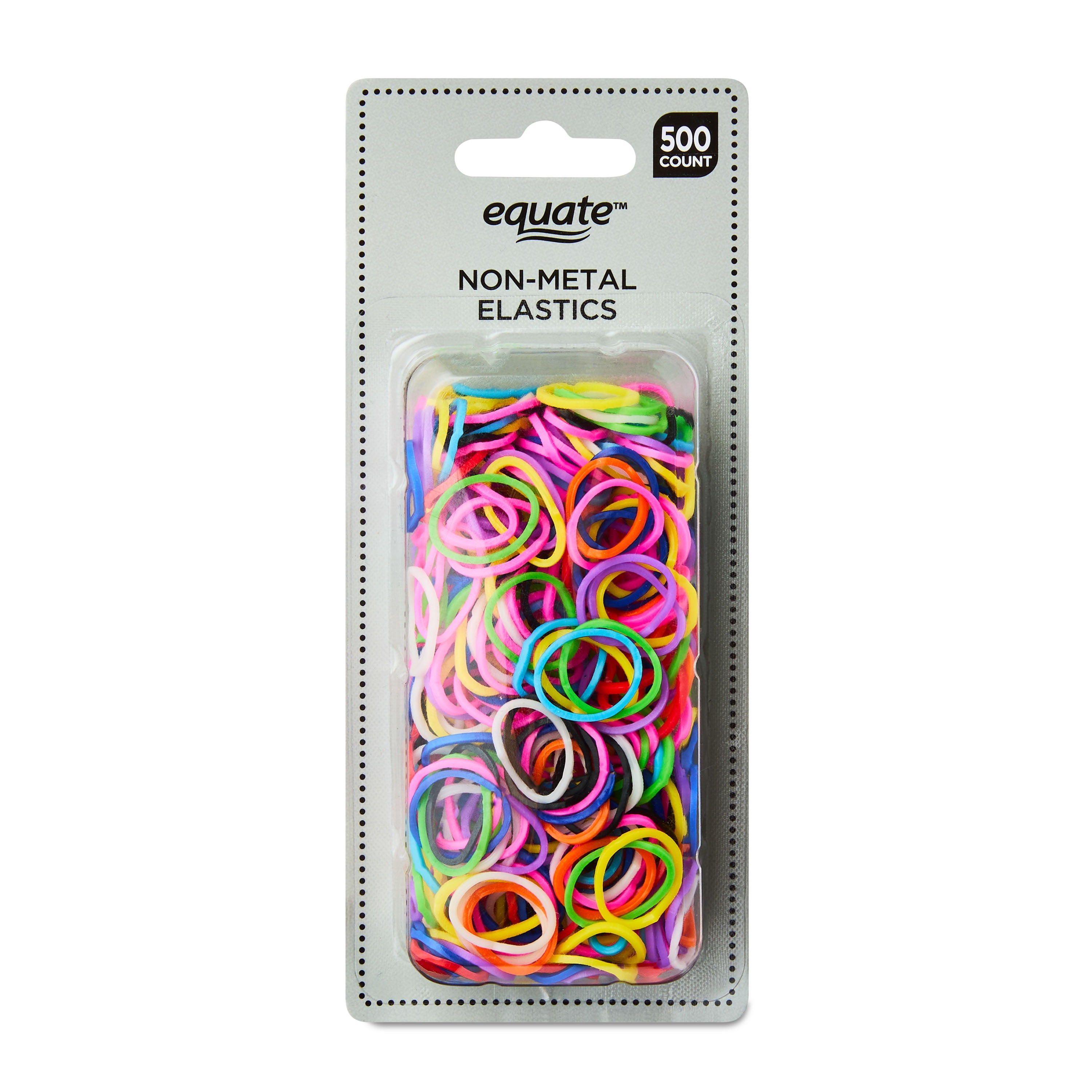 (3 pack) Equate Non-Metal Hair Bands, Multicolor, for Ponytails, Braids, or Buns, Color May Vary, 3 Packs of 500 Count Each