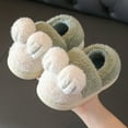 thumbnail image 5 of WUANDIXFA Kids Fuzzy House Slippers Boys Cute Cartoon Infant Unisex Baby Warm Cotton Anti Slip Soft Sole First Walkers Shoes Green,US 9, 5 of 5