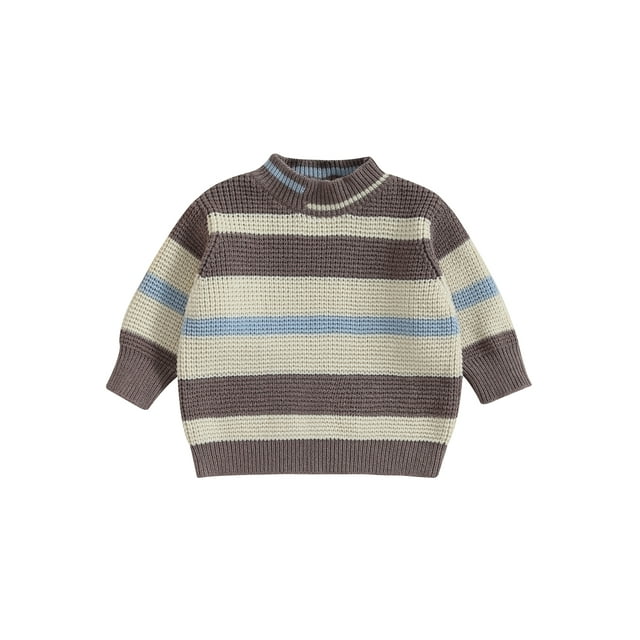 xiaxaixu Chandail pour Bébé, Chandail à Manches Longues Col Rond Rayé Chandail d'Hiver Chaud en Tricot Vêtements pour Filles Garçons