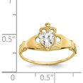 thumbnail image 5 of Avariah Diamonds 14k Yellow Gold CZ April Birthstone Claddagh Heart Ring - Ring Size 7.0, 5 of 8