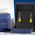thumbnail image 5 of Gem Stone King 18K Yellow Gold Plated Silver Canary Mystic Topaz and White Lab Grown Diamond Dangle Earrings for Women (4.57 Cttw, Oval 9X7MM), 5 of 6