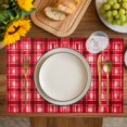 thumbnail image 4 of Red Plaid Placemats Set of 6, Modern Art Checkered Farmhouse Placemats for Dining Table, Place Mats for Kitchen Tabletop, Waterproof Wipeable Dining Table Mats Set, 4 of 9