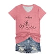 thumbnail image 2 of Womens Tops Women's Cartoon Graphic Print T Shirt Fashion Casual Short Sleeve Tee Soft Comfortable Daily Wear Blouse Ladies V Neck Hot Pink L, 2 of 3