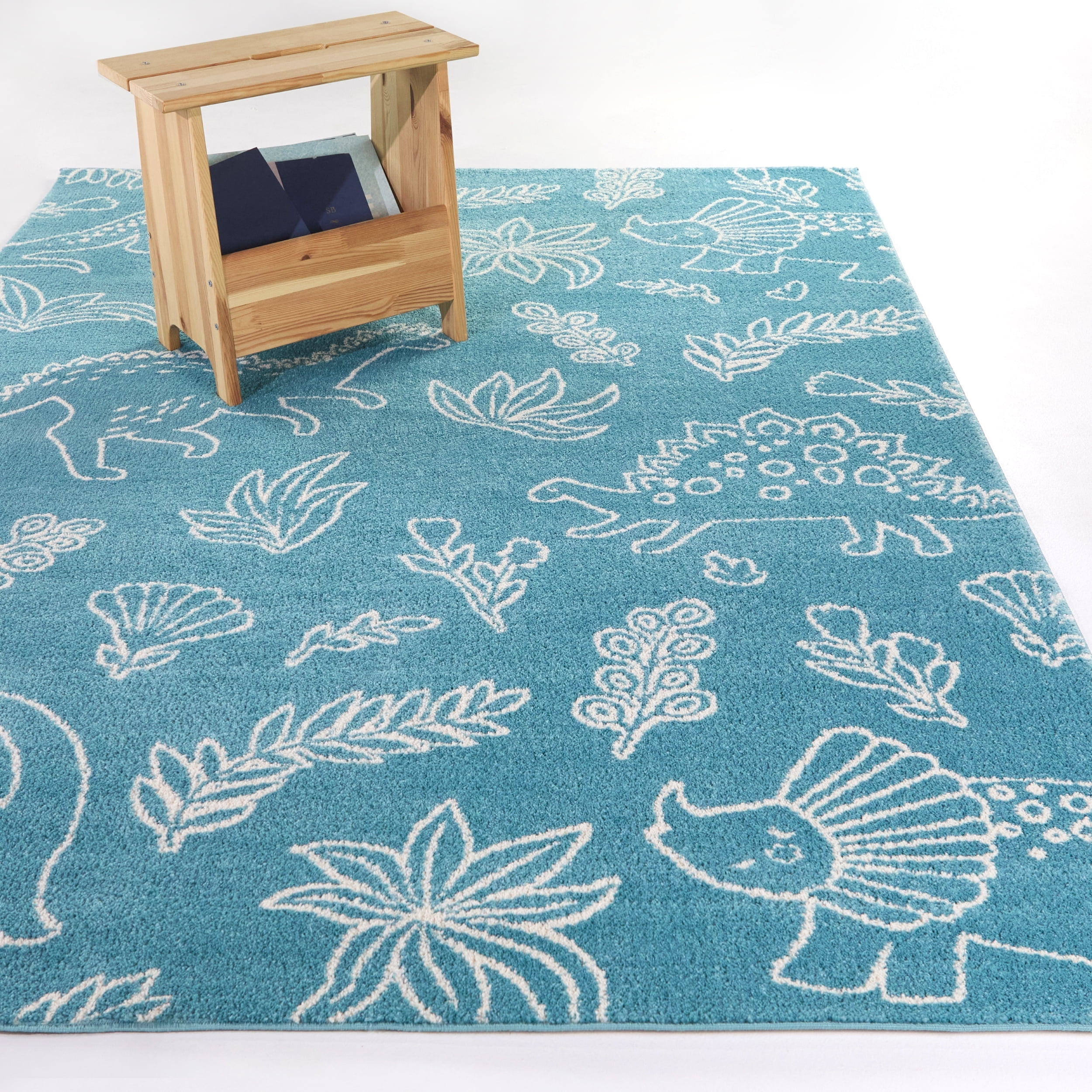 Mainstays Blue Dinosaur Indoor Rug, 7'10"W x 10'L