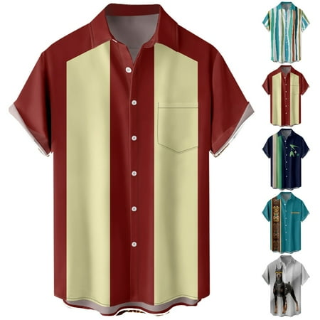 

Big Men s Collared Button Down Shirt Regular Fit Classic Bowling Shirts For Men