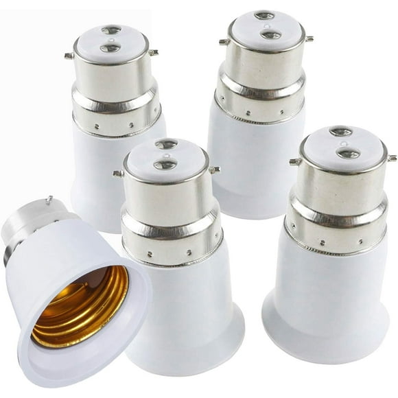 (5pcs)B22 to E26/E27 Lights Socket Adapter, Bulb Holder Bayonet to Screw Converter,Fits LED/CFL/Energy Saving Lamp Light Bulbs, Heat-Resistant, Anti-Burning, No Fire Hazard