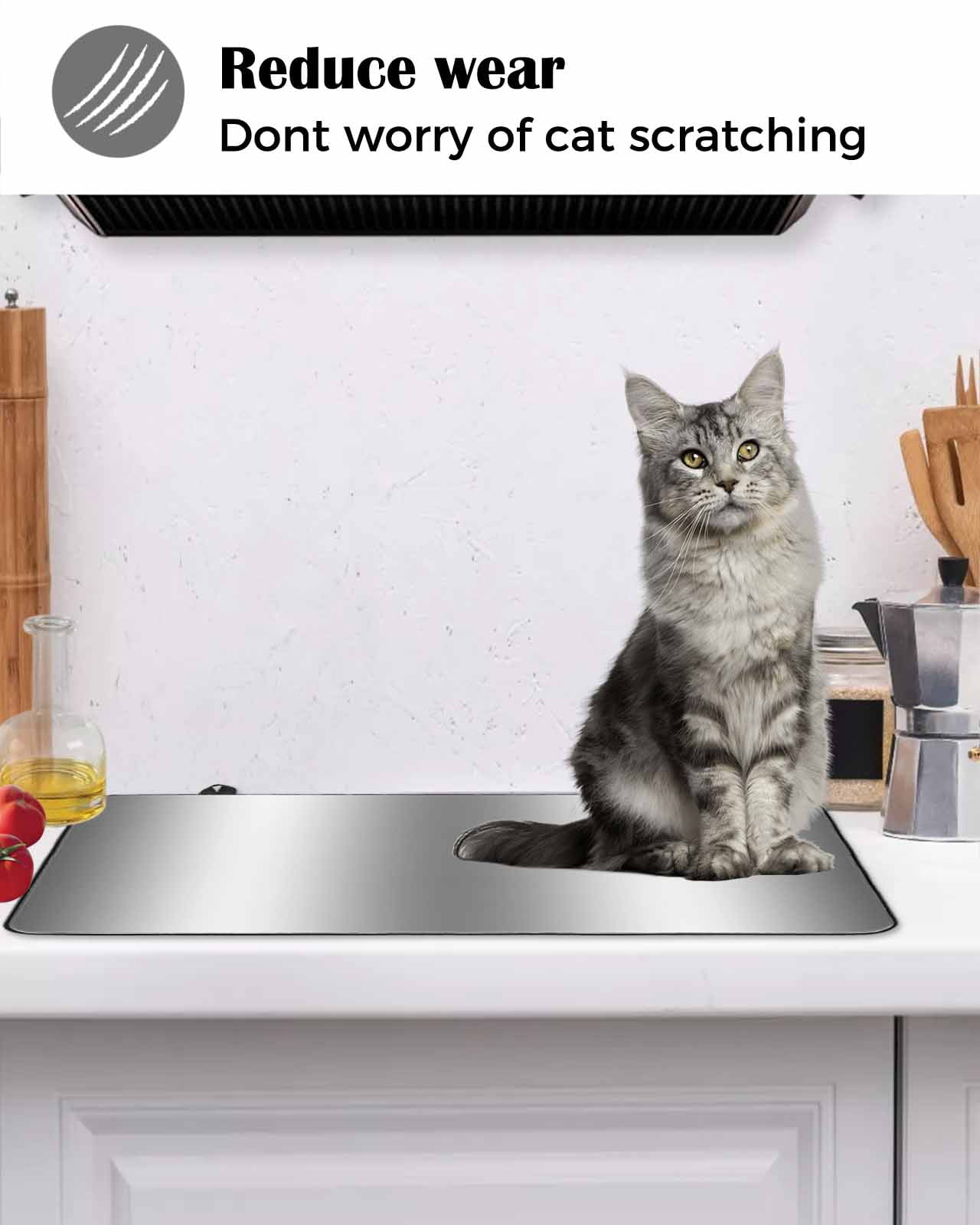 nqOlkjepod Large Induction Cooktop Protector Mat 36"x21", Grey White Stove Top Covers for Electric Stove, Gray Farmhouse Modern Rustic Decorative Stove Burner Cover Mats, Glass Top Stove Cover