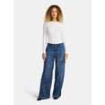 thumbnail image 2 of Time and Tru Women's Wide Leg Cargo Jeans, 31" Inseam, Sizes 0-20, 2 of 5