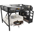 thumbnail image 4 of Bellemave Full Loft Bed with Stairs and Wardrobe,Metal Loft Beds with Storage and LED Light,Heavy Duty High Loft Bed Full with USB Ports, Noise Free, Black, 4 of 7