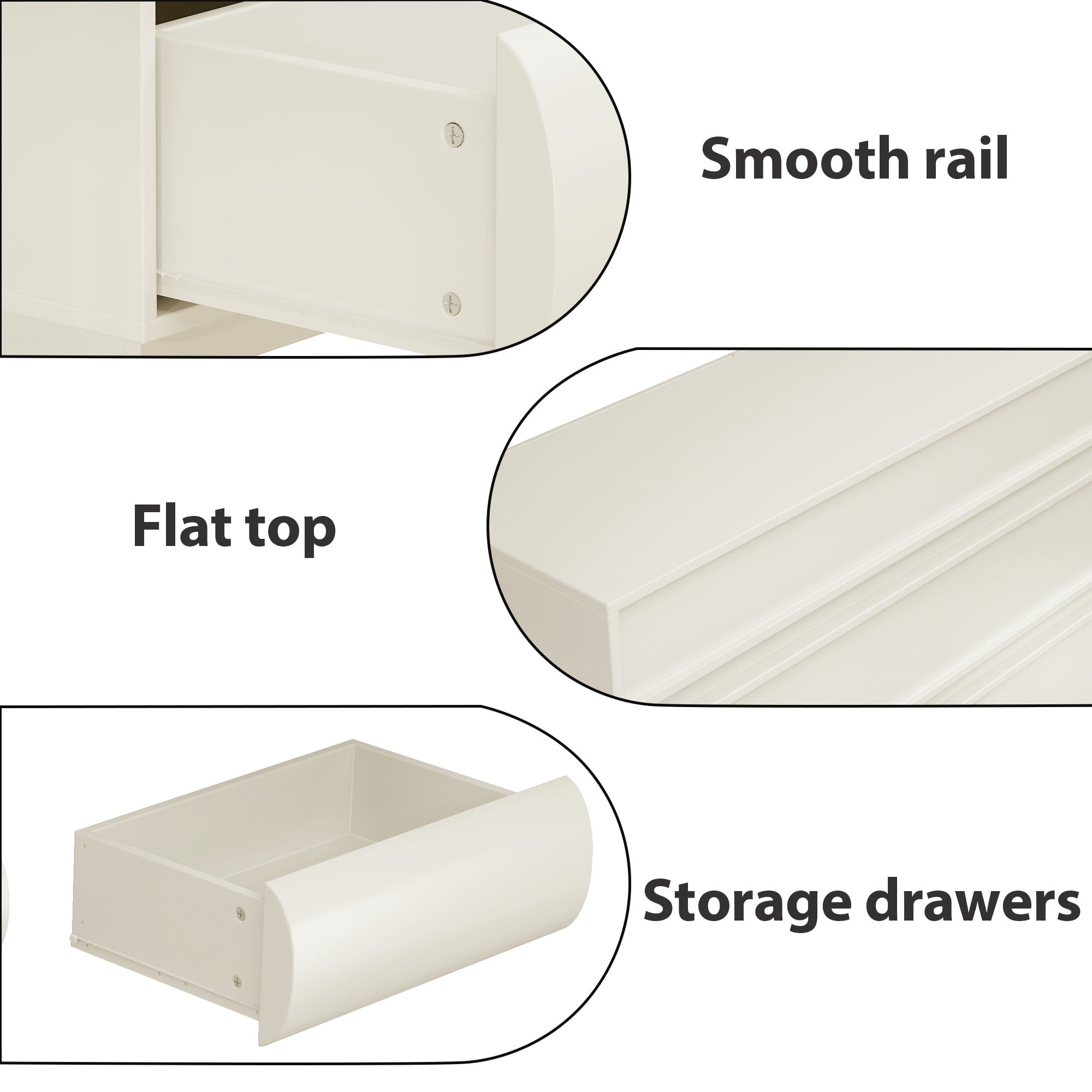 HIUU Modern dressers & chests of drawers with 6 Drawers, Dresser Cabinet Clothes Storage for Bedroom, Wooden Dressers Drawers with Spacious Tabletop（White）