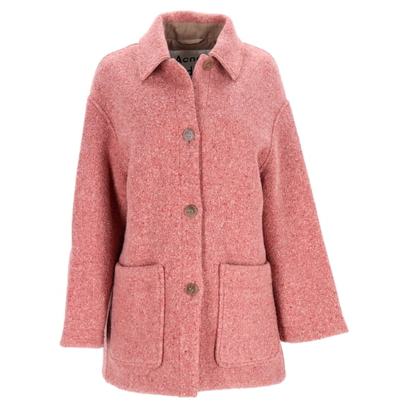 Pre-Owned Acne Studios Single-Breasted Peacoat with Pockets in Pink Wool