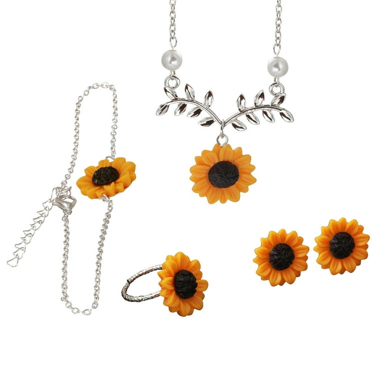 Sunflower necklace and earrings clearance