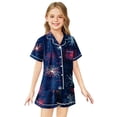 thumbnail image 1 of Kids' 4th Of July Printed Satin Pajama Set Short Sleeve, 1 of 4
