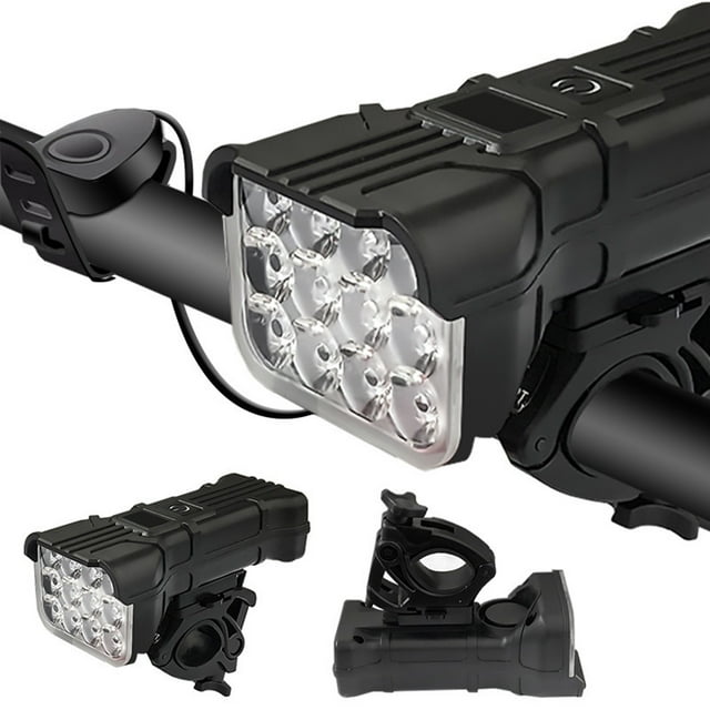 USB Rechargeable Bike Headlight, LED Digital Display, 5 Lighting Modes, Power Bank Function for Night Cycling Emergency