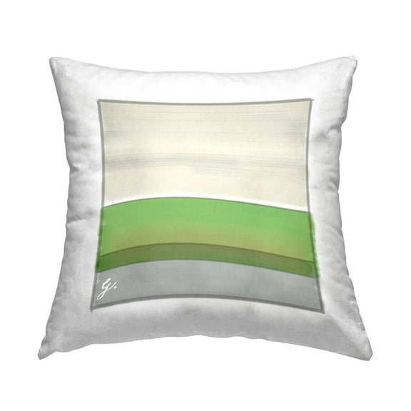 Stupell Industries Neutral Green Square Stripes Printed Throw Pillow Design by Geoff Tygert