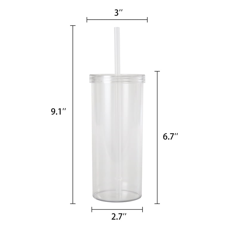 20-ounce Clear Plastic Tumbler with Screw Top Lid and Straw, by Mainstays, Size: One size