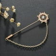 thumbnail image 3 of HOOUN Fashion Anchor Crown Gold Collar Suit Shirt Shinny Pearl Neck Pin Brooch Gift, 3 of 4