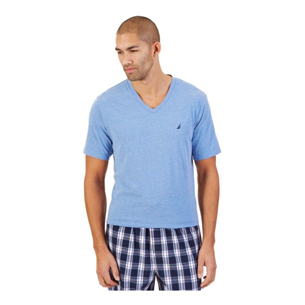 Nautica - Camiseta para dormir de pijama de punto sólido para hombre, azul, grande Nautica Camiseta de manga corta