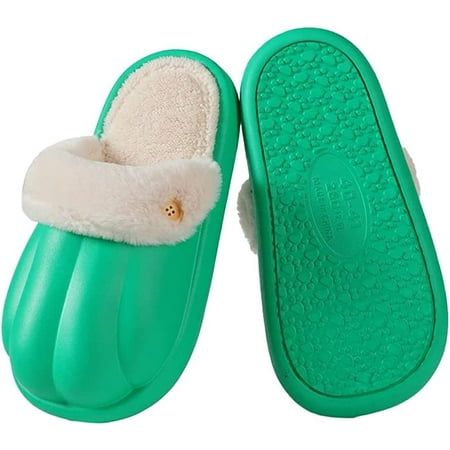 

DabuLiu Women Men Fluffy Plush Faux Fur Waterproof Anti-skip House Shoes Warm Soft Detachable Taken-down Lining Indoor Slippers