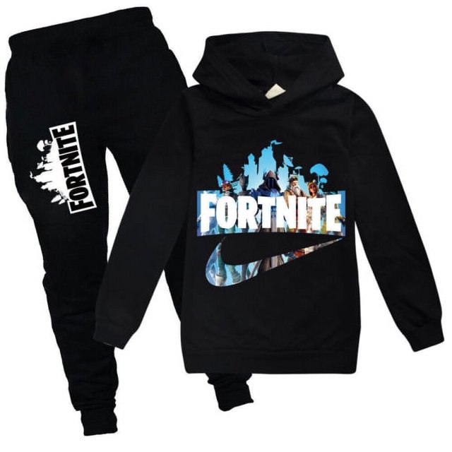 Mono de entrenamiento Fortnite Conjunto Sudadera con capucha Jersey Top+pantalones Se adapta a ropa deportiva Z negro 8-9 años brillar Electrónica