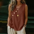 thumbnail image 2 of Ashirexll Summer Tops for Women Casual Linen Tank Top V-Neck Button Detail Drawstring Side Summer Blouse, 2 of 7