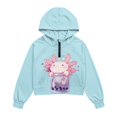 thumbnail image 4 of Xoenoiee Axolotl Milk Tea Heart Print Sweatshirt for Girls Kids Oversized Graphic Half Zip Hoodie Casual Long Sleeve Fleece Pullover Tops with Front Pocket, 11-12 Years, 4 of 7
