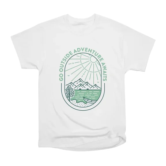 Go Outside Adventure Awaits 2 T-Shirt Tee Gift For Him Merch For Her Apparel For Friend
