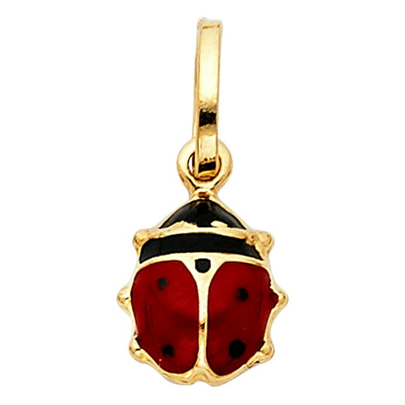 14k Yellow Gold Enamel Finish Colorful Ladybug Pendant Lady Bug Charm Jewelry Female Unisex