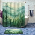 thumbnail image 2 of 4 Pcs Forest Garden Bathroom Shower Curtain Set with Rugs,Toilet Lid Cover, Bath Mat Colorful Fantasy Tree House Bathroom Decor Sets Accessories with 12 Hooks, 2 of 6