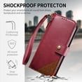 thumbnail image 6 of For Samsung Galaxy A51 4G Phone Case,With Card Slots,Zipper Pocket,Wrist Strap,Flip Folding Kickstand,Anti-Scratch Two-color PU Leather Shockproof Anti-fall Magnetic Closure Phone Case,Red, 6 of 8