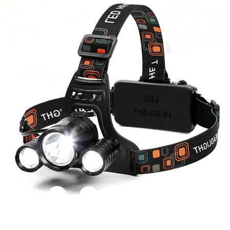 LED Headlamp 6000 Lumen Flashlight, 4 Modes Light, Rechargeable 18650 Headlight, Waterproof Hard Hat Light, Running Bright Head Lights, Hunting or Camping Headlamps+Charger+Car Charger