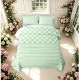 thumbnail image 2 of Manfei Modern Checkered Bed Spread Queen,Geometric Plaid Queen Coverlet Set,Green White,3 Pieces,1 Quilt and 2 Pillowcases, 2 of 7