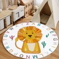 thumbnail image 2 of Lanpei ABC Lion Rug Carpet 4Ft Round Boho Jungle Animal Play Mat Circle Safari Nursery Rug Alphabet Educational Rug for Boys Girls Bedroom Playroom Decor, 2 of 7