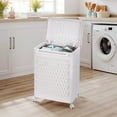 thumbnail image 2 of VECELO Large Rolling Laundry Hamper with Wheels, Handles and Lid, Laundry Basket Dirty Clothes Hamper, Quilt Sorters Organizer for Bathroom, Laundry, White, 2 of 16