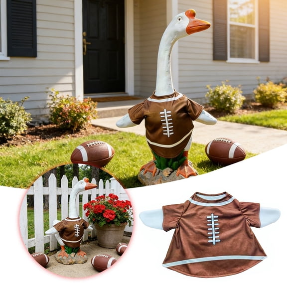 Porch Goose Costume, Football Uniform Fits 23 Inch Porch Goose Outfits, Outdoor Garden Statue Clothes For Decor,48Cm