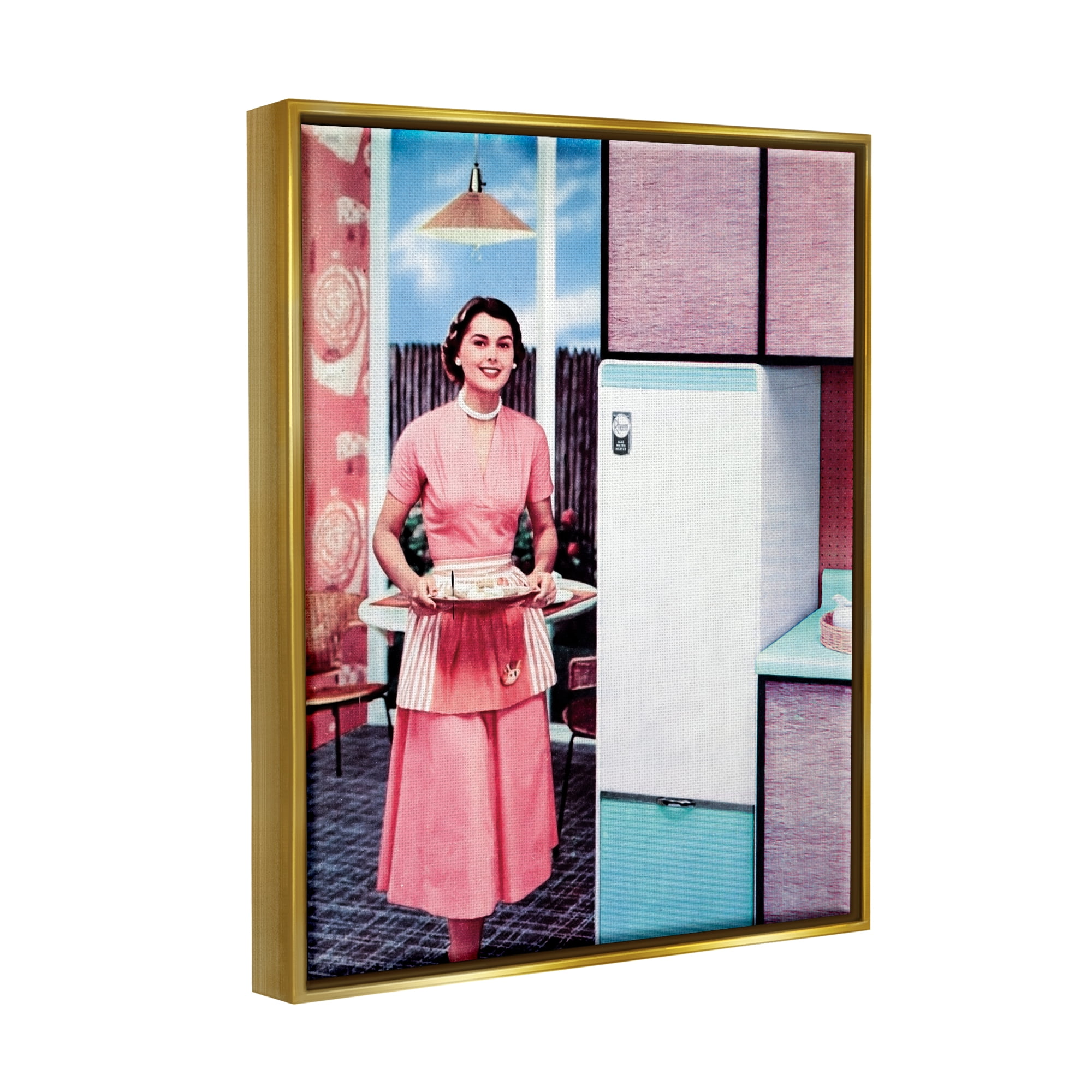 Stupell Industries Retro Kitchen Vintage Advertisement Beauty & Fashion Painting Gold Floater Framed Art Print Wall Art