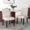 thumbnail image 3 of GDF Studio Pocatello Contemporary Fabric Upholstered Dining Chairs, Set of 2, Beige and Espresso, 3 of 8