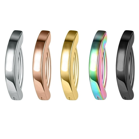 ZS 16G 5Pcs Reverse Curved Belly Rings Simple Navel Rings Piercing Plated Belly Button Rings