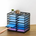 thumbnail image 5 of 14 Compartments Paper Organizer for Desk, Mesh Literature Organizer, Mail File Sorter Tray with Handle, Desktop Mailbox for Office Classroom Home, Black, 5 of 10